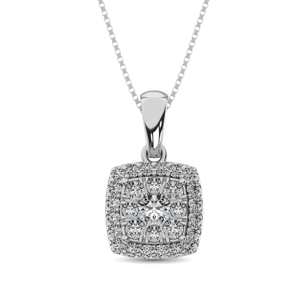 Diamond Pendant with Halo - 0.67 Carats in 14KT Gold, Try at Home