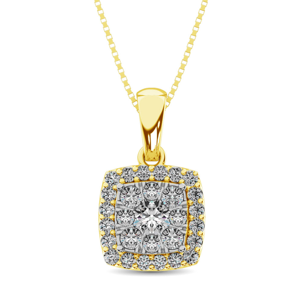 Diamond Pendant with Halo - 0.67 Carats in 14KT Gold, Try at Home
