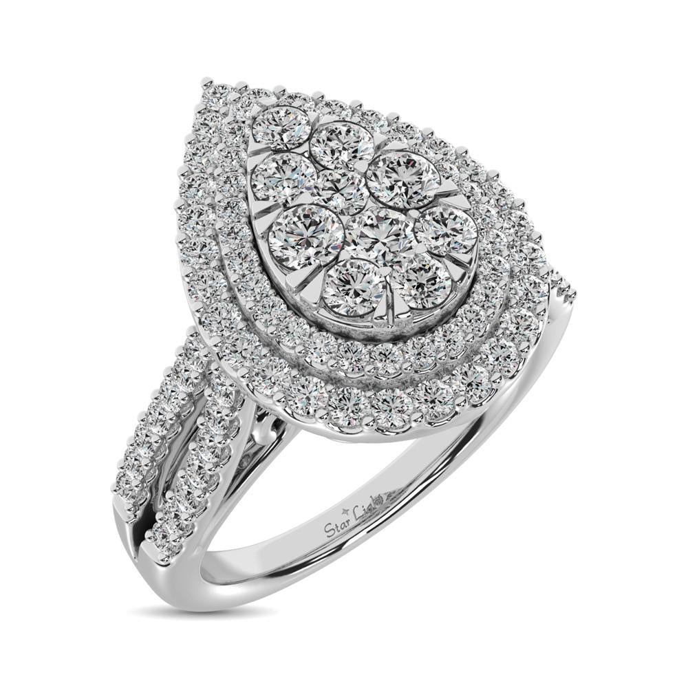 Double Halo Diamond Engagement Ring - 1.00 Carats in 14K White Gold