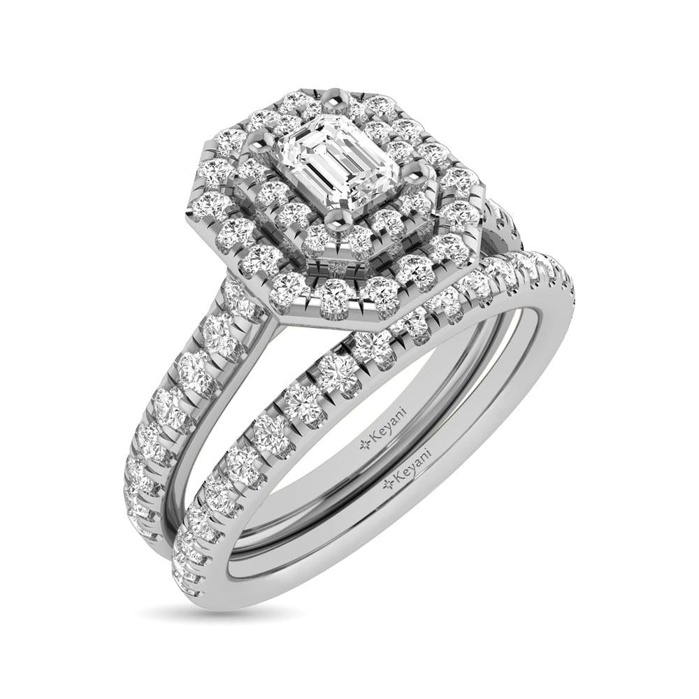 Twist Shank Double Halo Bridal Ring in 14KT Gold - Available in Multiple Cuts