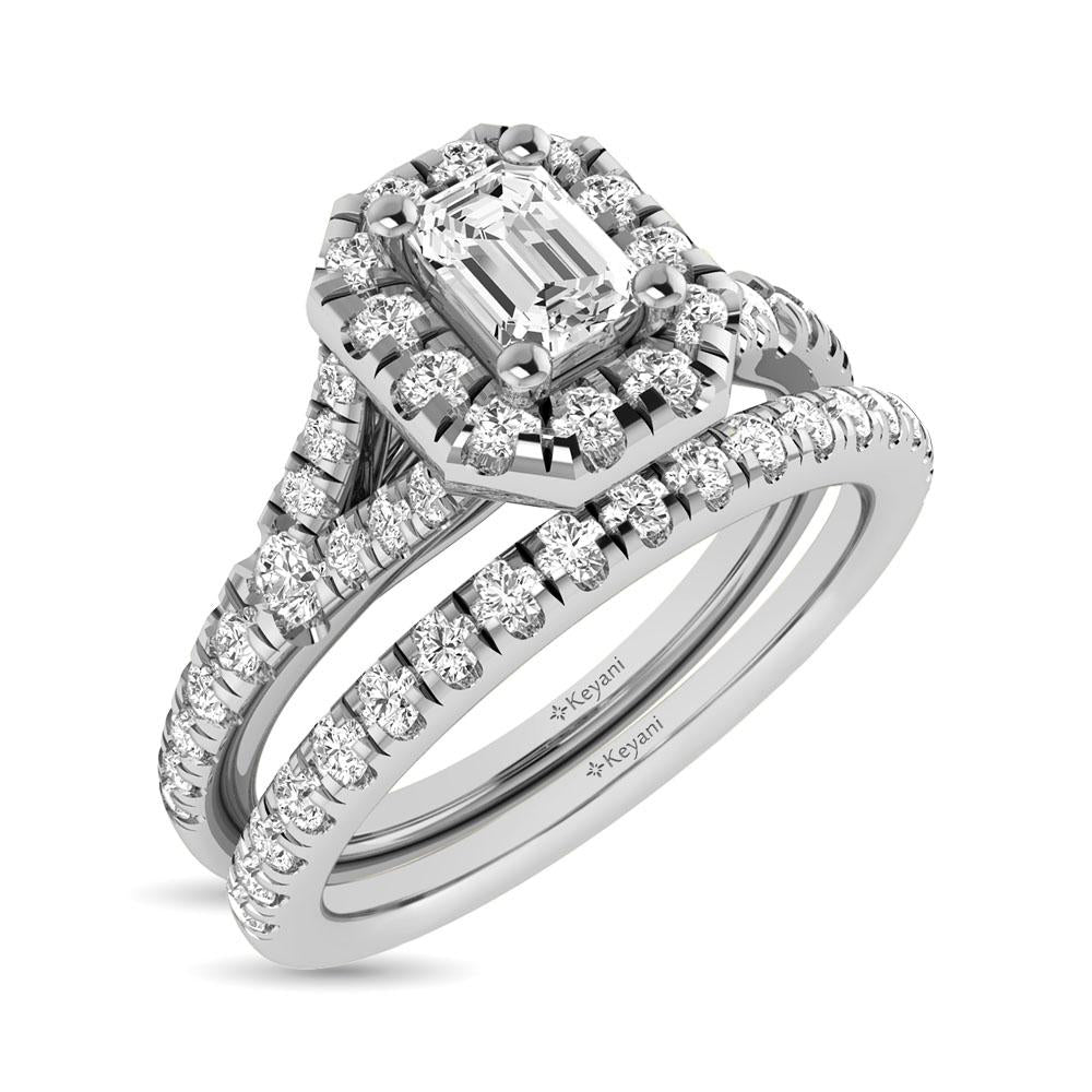 Diamond Twist Shank Single Halo Bridal Ring 1.00 Carat 14K Gold