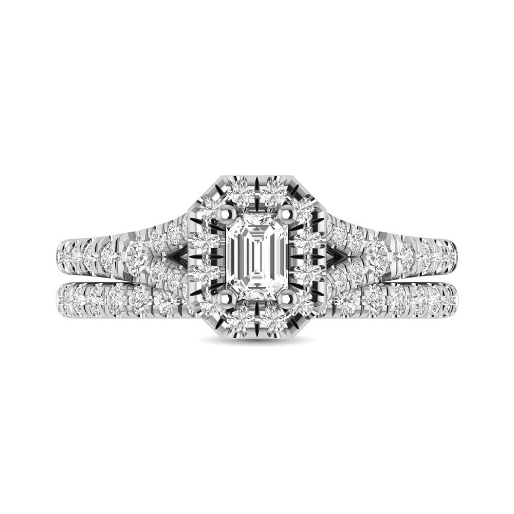 Diamond Twist Shank Single Halo Bridal Ring 1.00 Carat 14K Gold