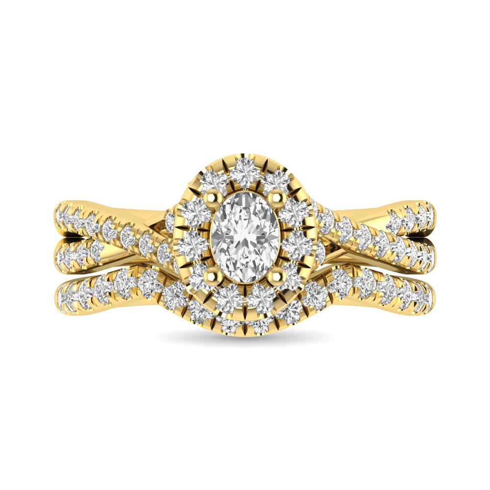 Diamond Twist Shank Single Halo Bridal Ring 1.00 Carat 14K Gold