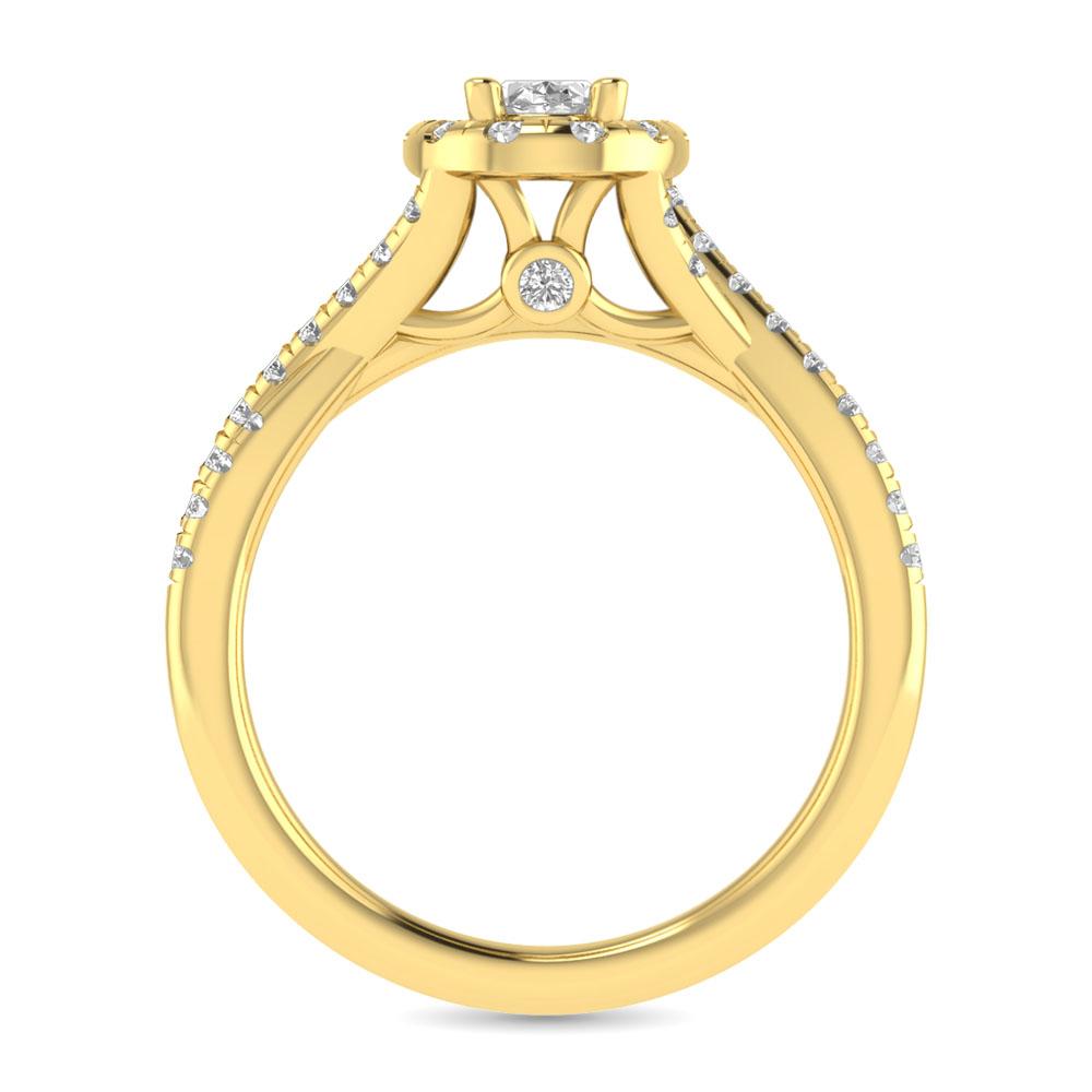 Diamond Twist Shank Single Halo Bridal Ring 1.00 Carat 14K Gold