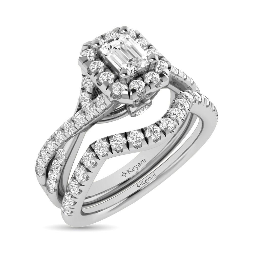 Diamond Twist Shank Single Halo Bridal Ring 1.00 Carat 14K Gold