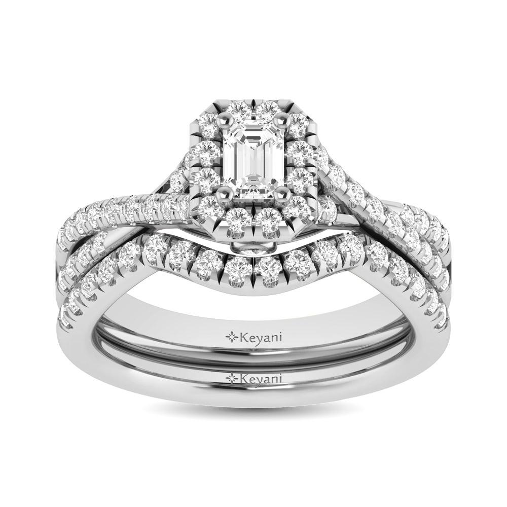Diamond Twist Shank Single Halo Bridal Ring 1.00 Carat 14K Gold