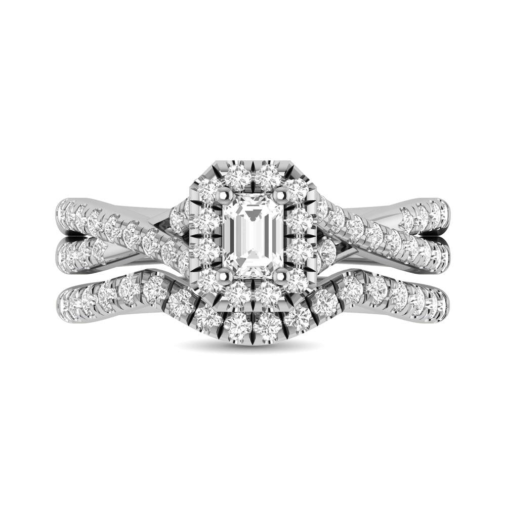 Diamond Twist Shank Single Halo Bridal Ring 1.00 Carat 14K Gold