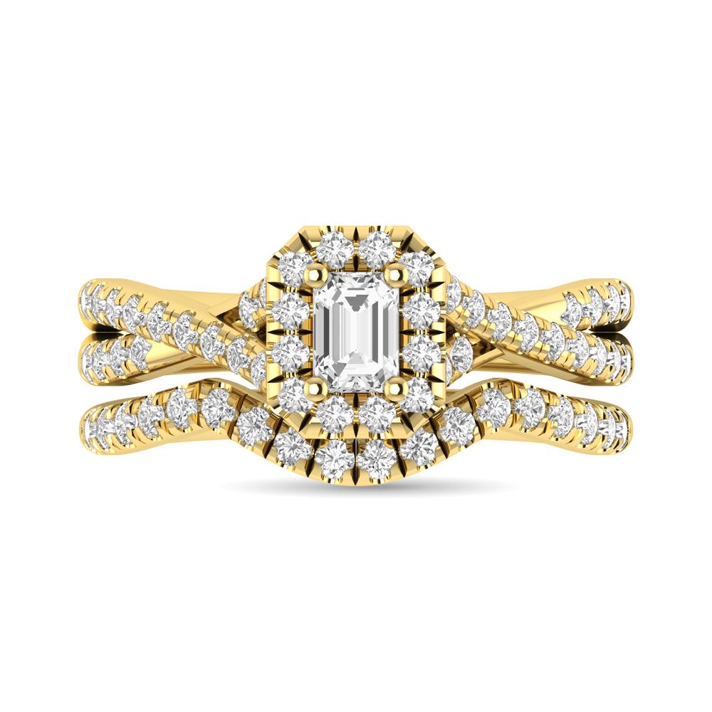 Diamond Twist Shank Single Halo Bridal Ring 1.00 Carat 14K Gold