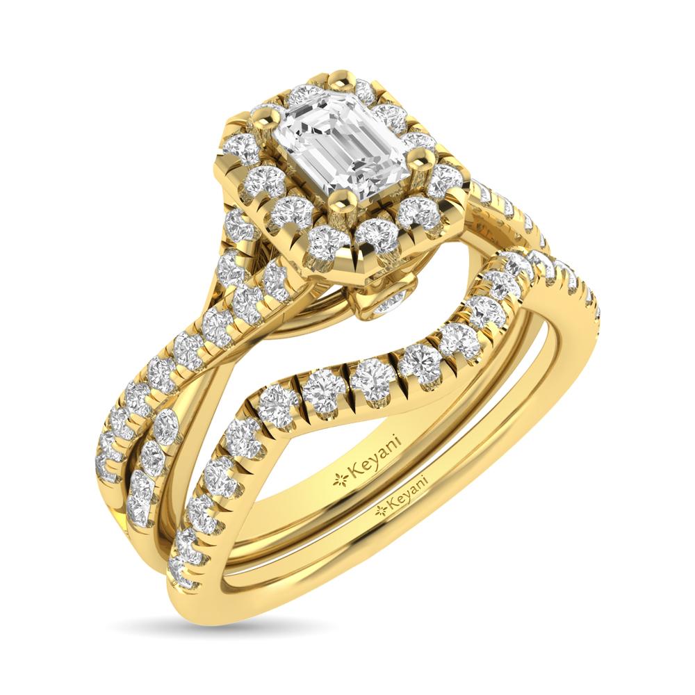 Diamond Twist Shank Single Halo Bridal Ring 1.00 Carat 14K Gold