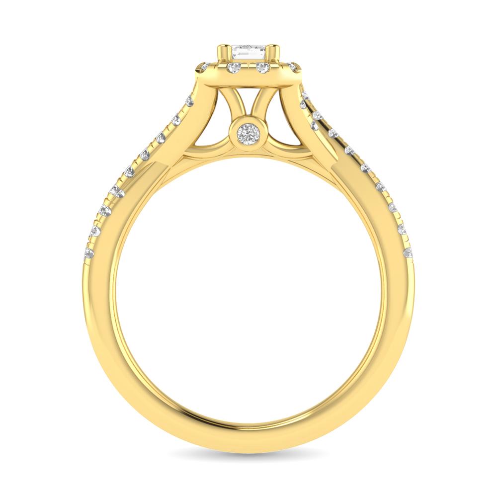 Diamond Twist Shank Single Halo Bridal Ring 1.00 Carat 14K Gold