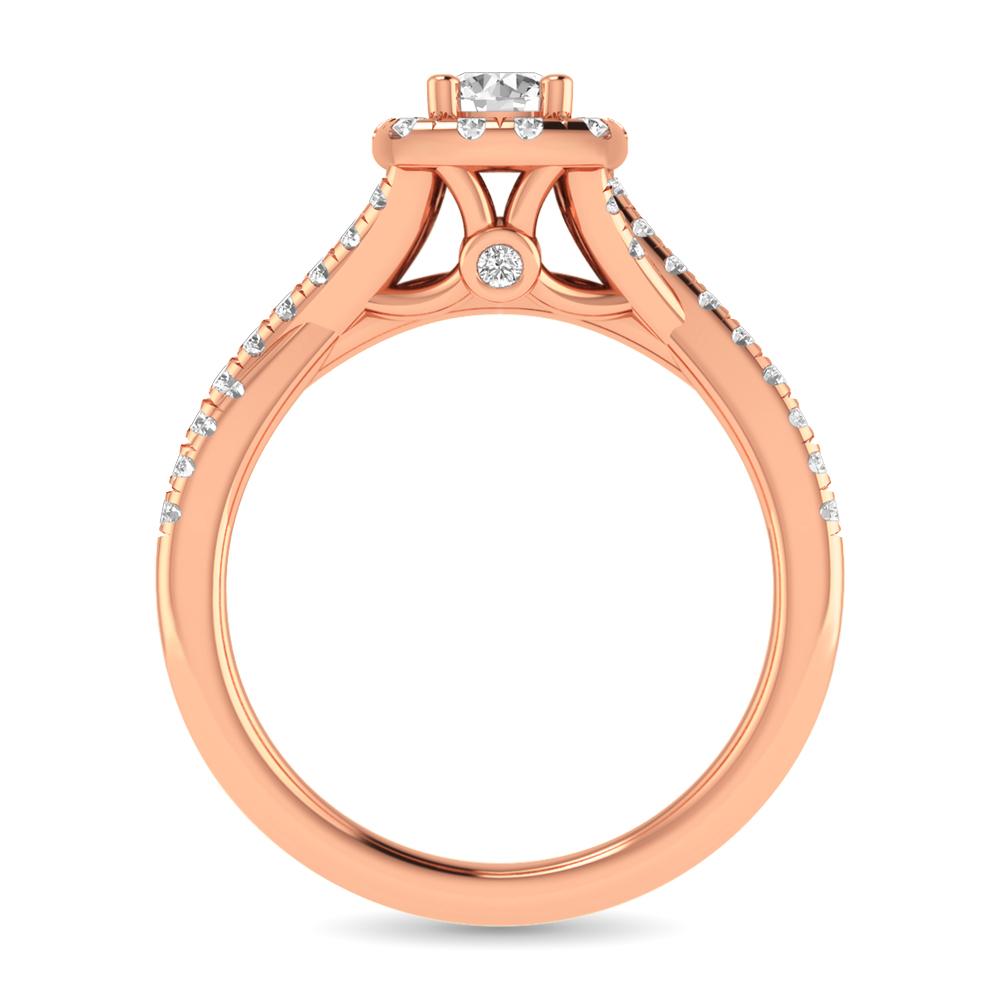 Diamond Twist Shank Single Halo Bridal Ring 1.00 Carat 14K Gold