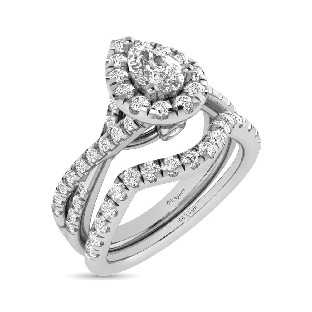 Diamond Twist Shank Single Halo Bridal Ring 1.00 Carat 14K Gold