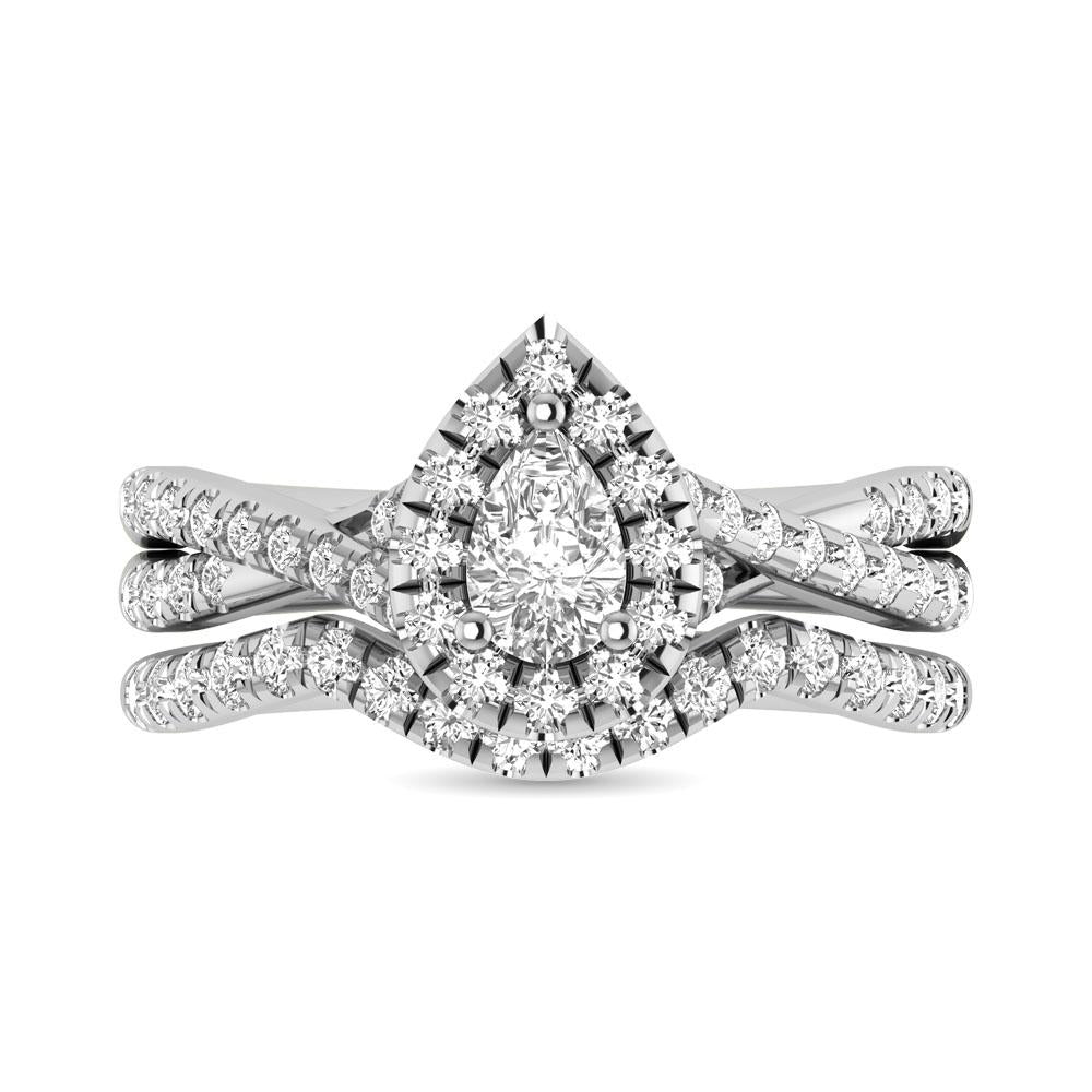 Diamond Twist Shank Single Halo Bridal Ring 1.00 Carat 14K Gold