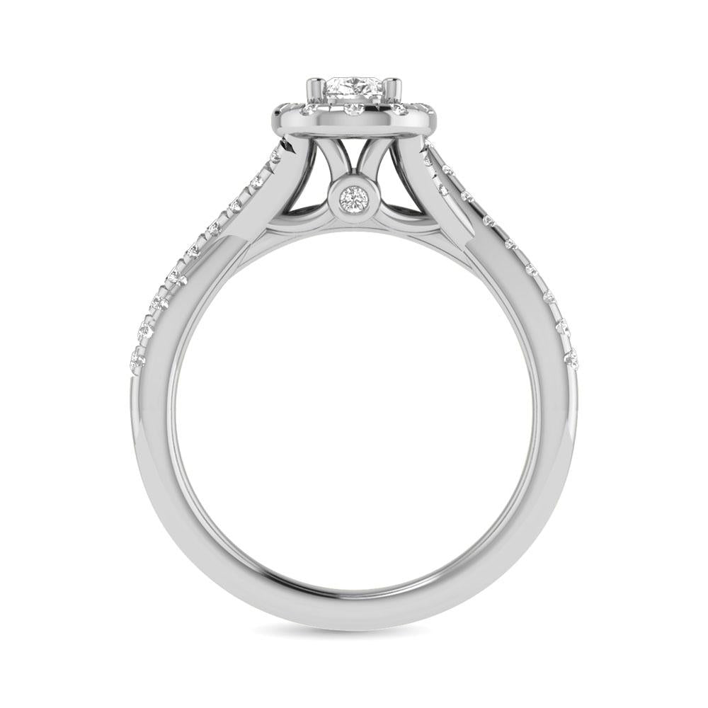 Diamond Twist Shank Single Halo Bridal Ring 1.00 Carat 14K Gold