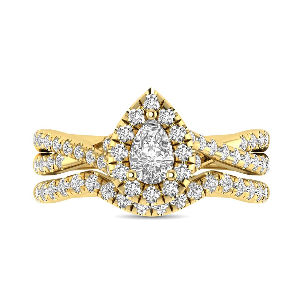 Diamond Twist Shank Single Halo Bridal Ring 1.00 Carat 14K Gold