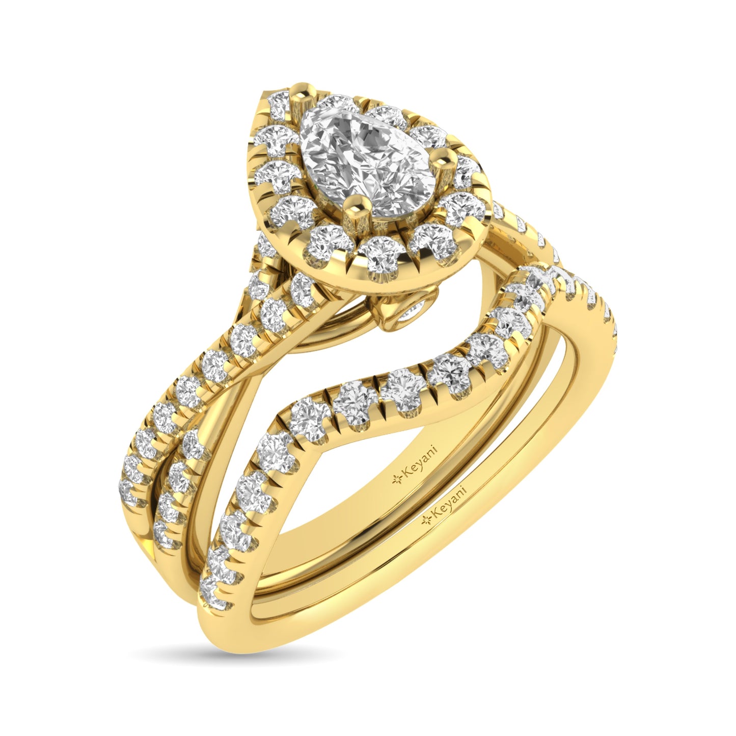 Diamond Twist Shank Single Halo Bridal Ring 1.00 Carat 14K Gold