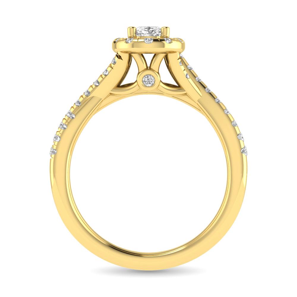 Diamond Twist Shank Single Halo Bridal Ring 1.00 Carat 14K Gold