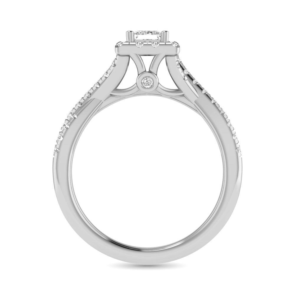 Diamond Twist Shank Single Halo Bridal Ring 1.00 Carat 14K Gold