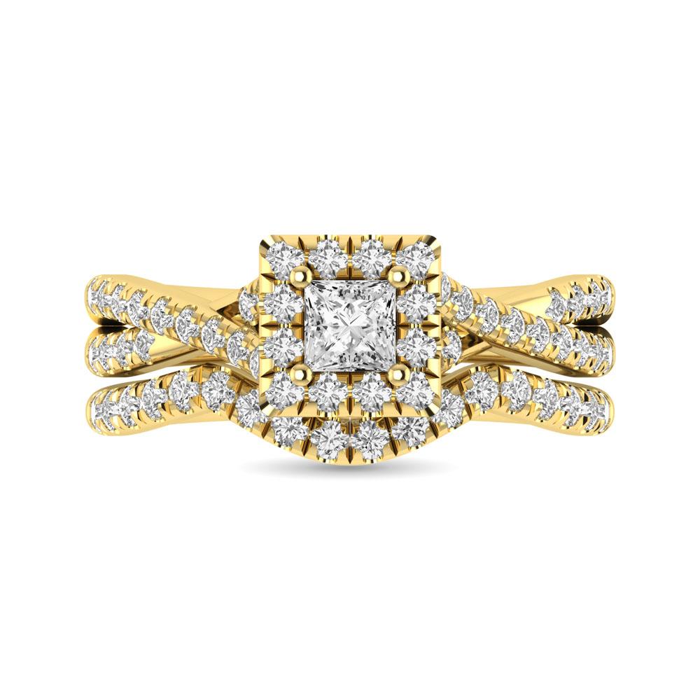 Diamond Twist Shank Single Halo Bridal Ring 1.00 Carat 14K Gold