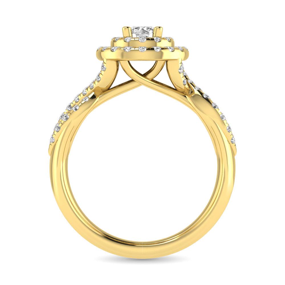 Twist Shank Double Halo Bridal Ring in 14KT Gold - Available in Multiple Cuts