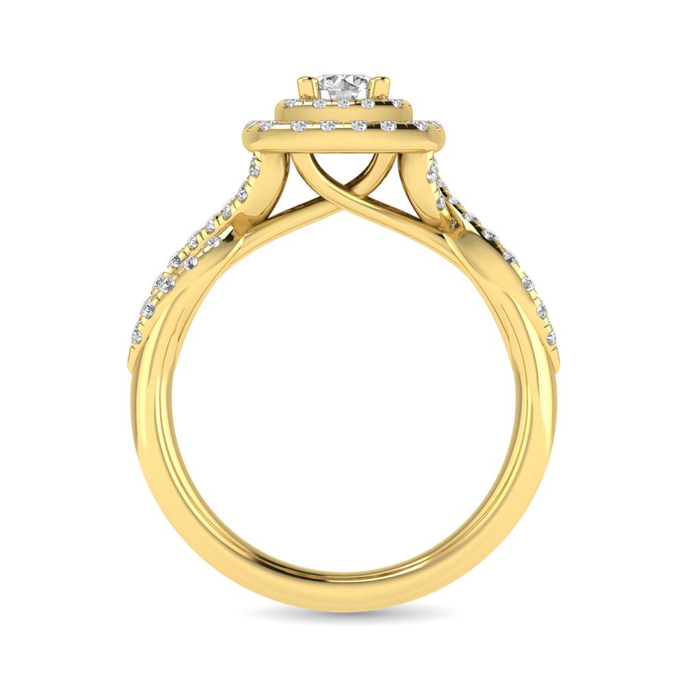 Twist Shank Double Halo Bridal Ring in 14KT Gold - Available in Multiple Cuts