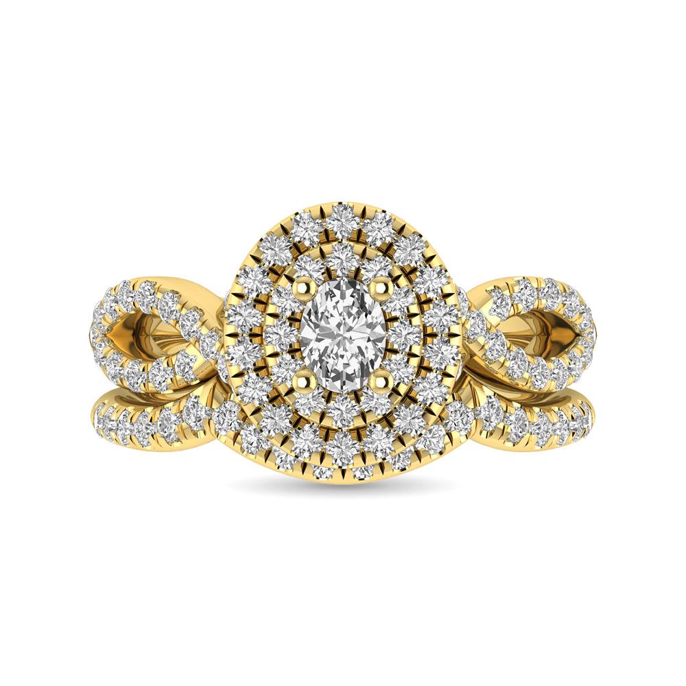Twist Shank Double Halo Bridal Ring in 14KT Gold - Available in Multiple Cuts