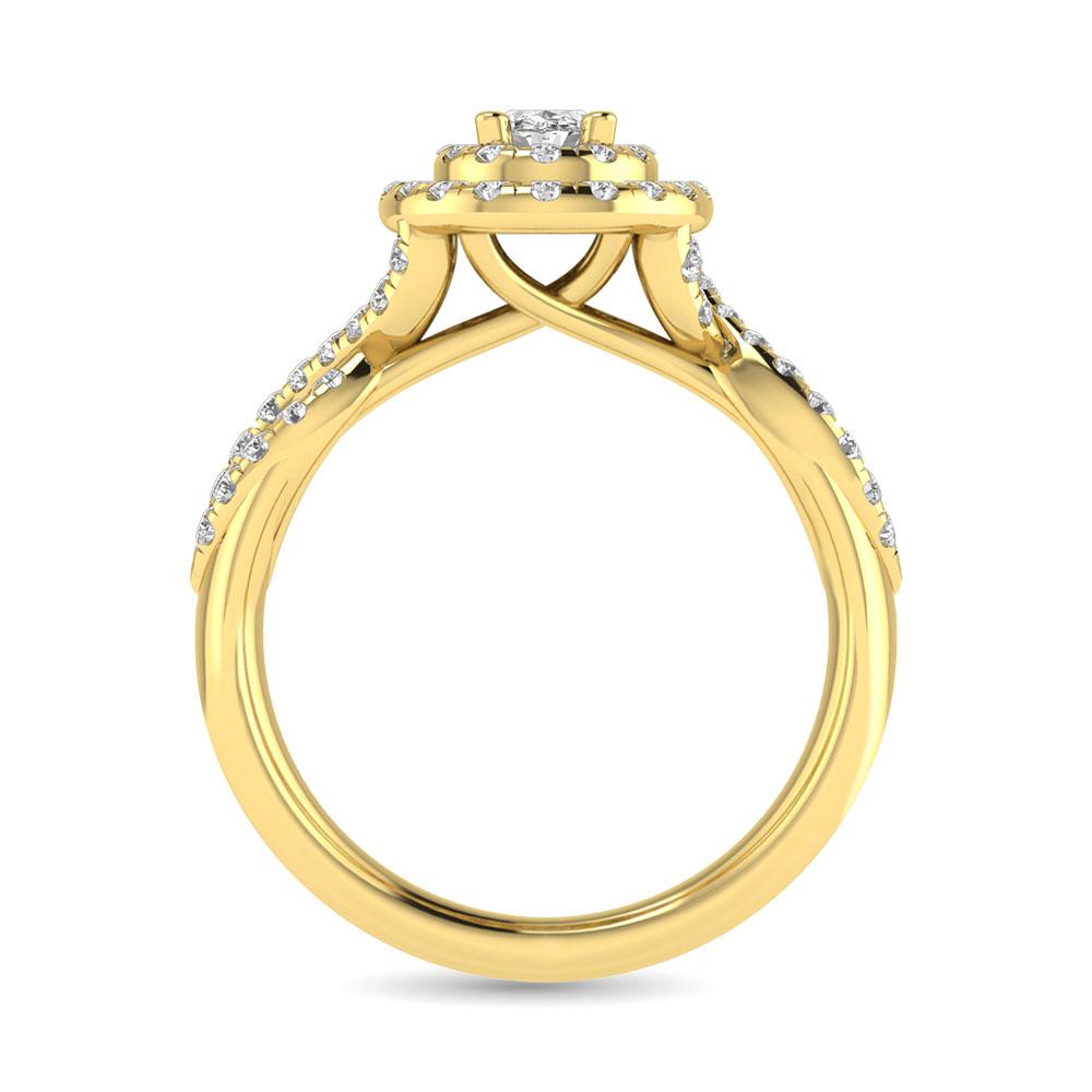 Twist Shank Double Halo Bridal Ring in 14KT Gold - Available in Multiple Cuts