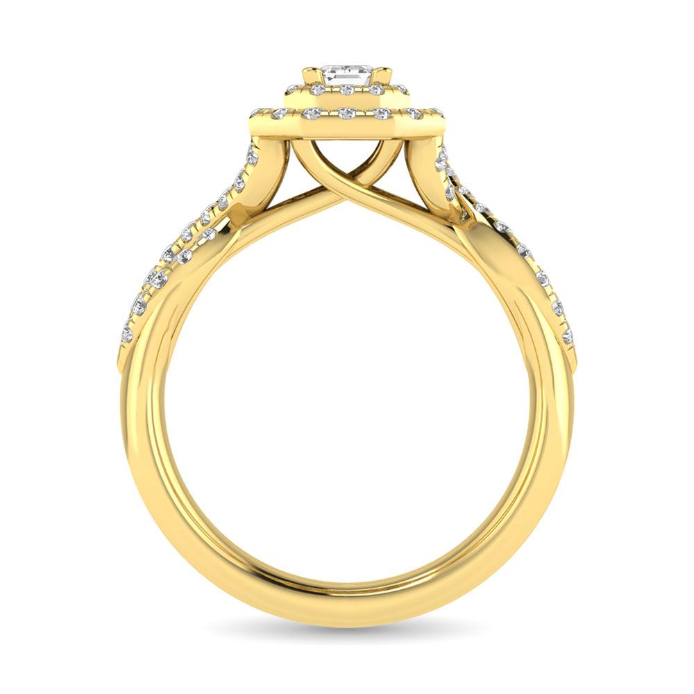 Twist Shank Double Halo Bridal Ring in 14KT Gold - Available in Multiple Cuts