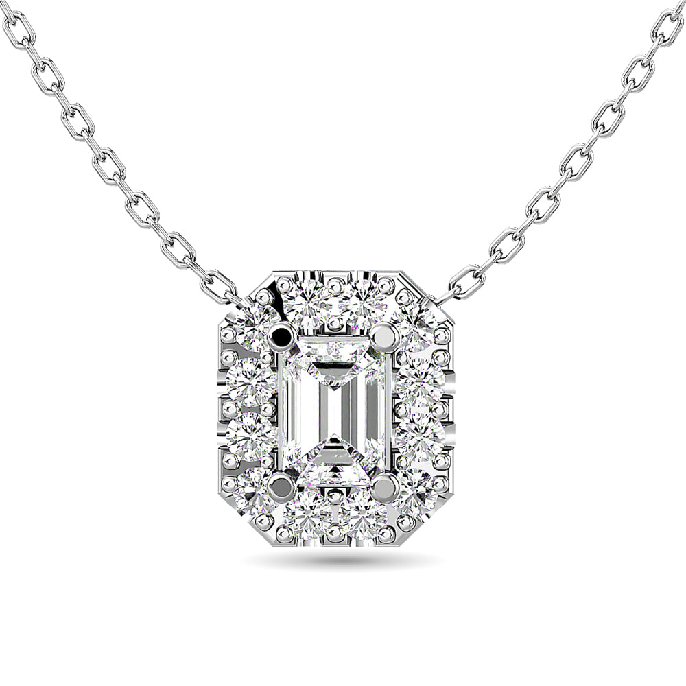 Diamond Halo Pendant in 14K White Gold - Multiple Cuts Available