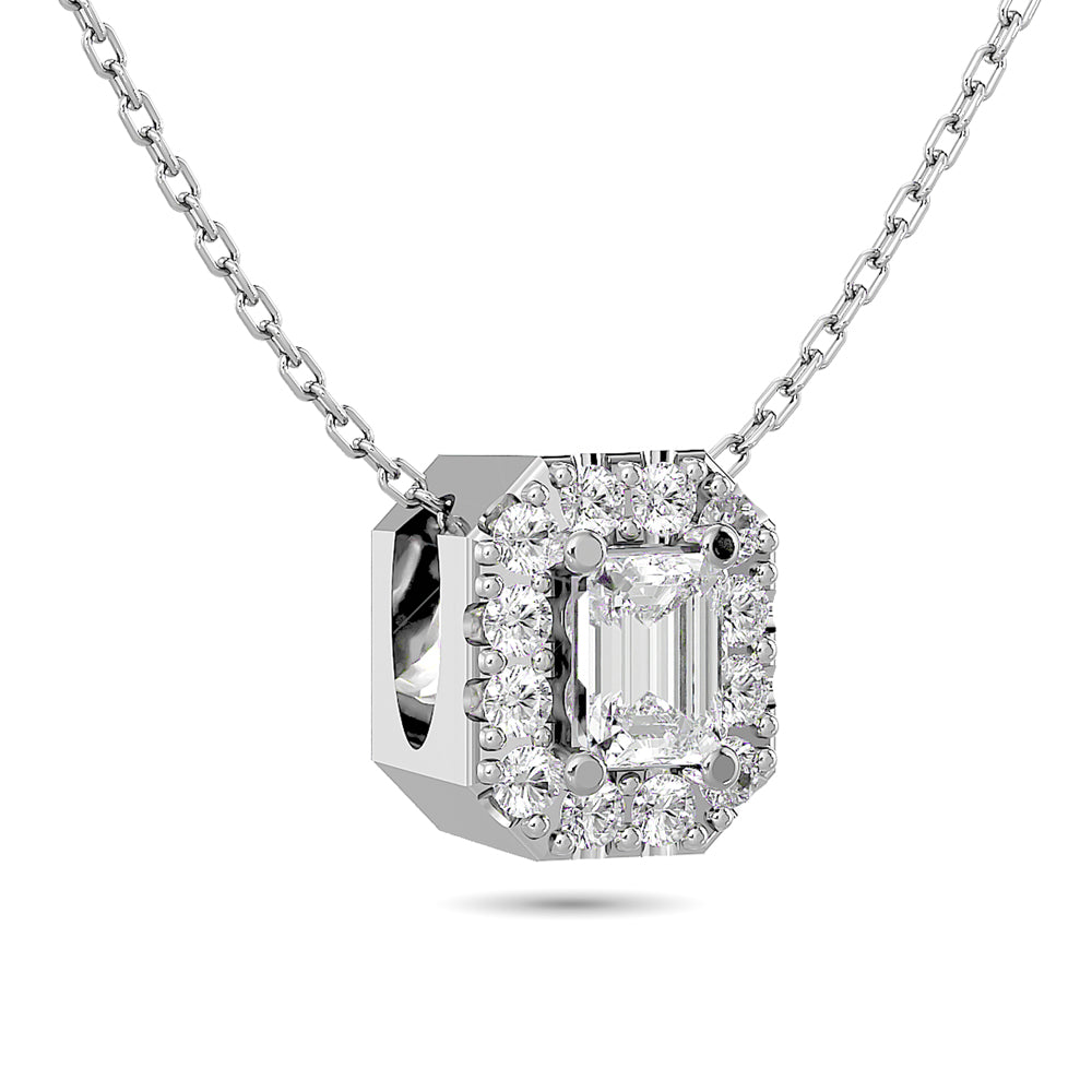 Diamond Halo Pendant in 14K White Gold - Multiple Cuts Available