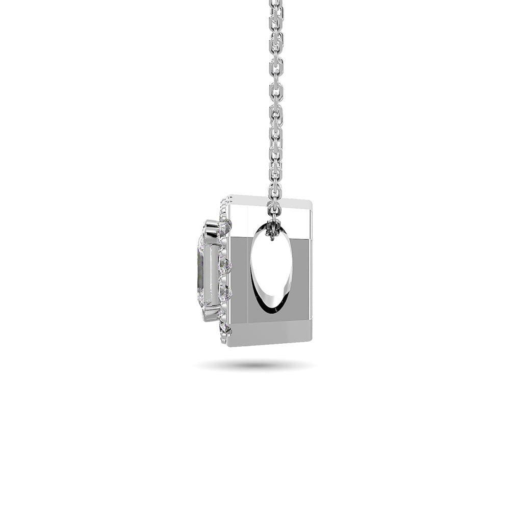 Diamond Halo Pendant in 14K White Gold - Multiple Cuts Available