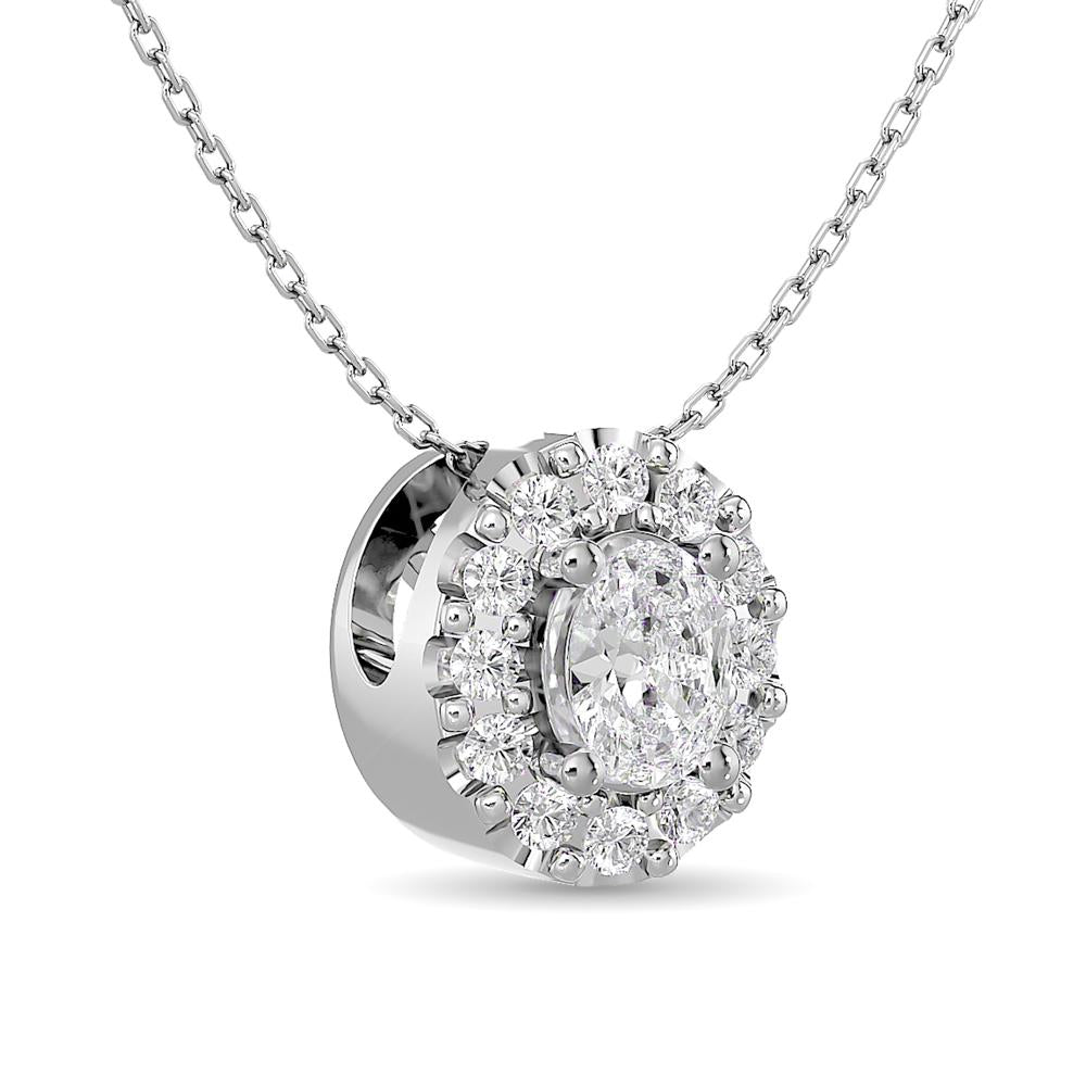 Diamond Halo Pendant in 14K White Gold - Multiple Cuts Available