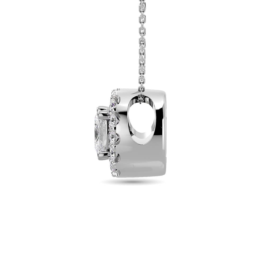 Diamond Halo Pendant in 14K White Gold - Multiple Cuts Available