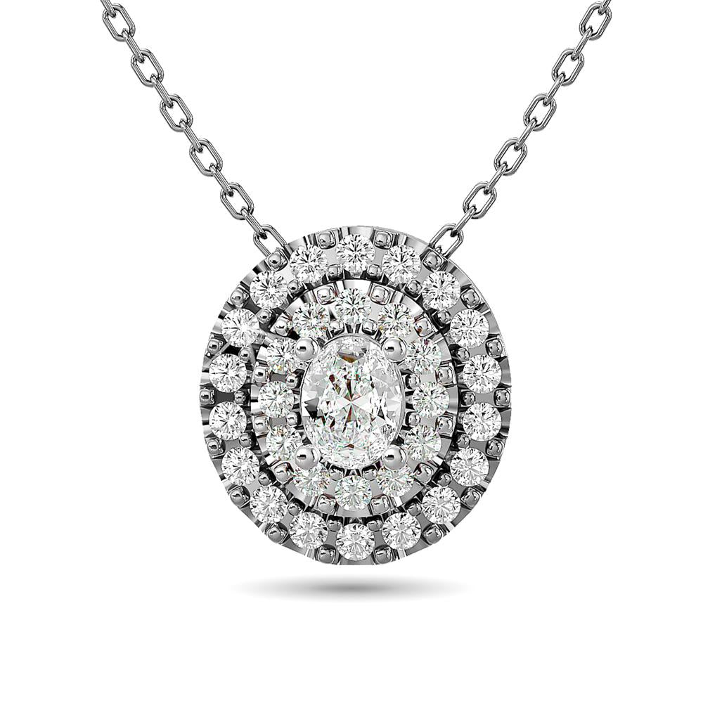 Diamond Halo Pendant in 14K White Gold - Multiple Cuts Available