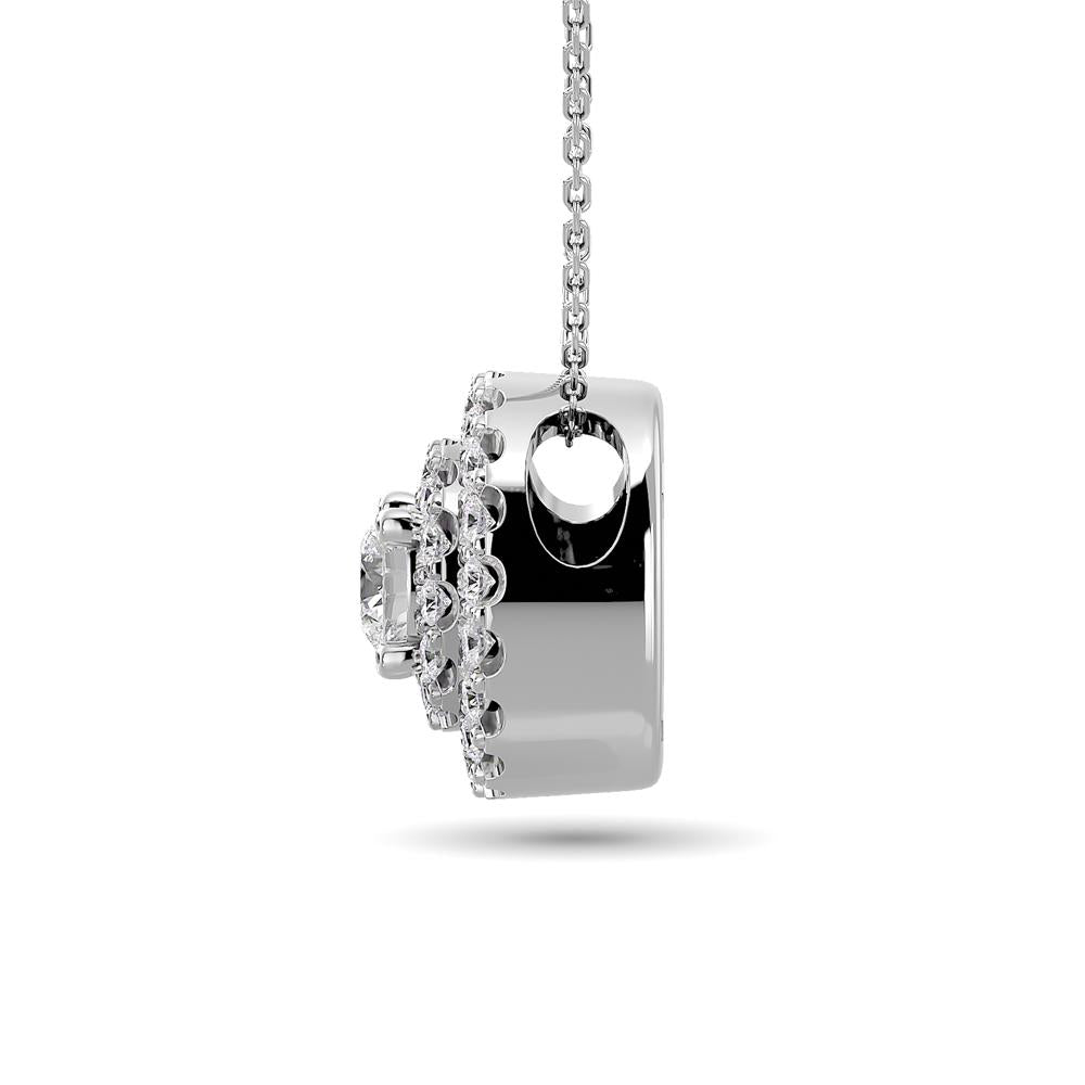 Diamond Halo Pendant in 14K White Gold - Multiple Cuts Available