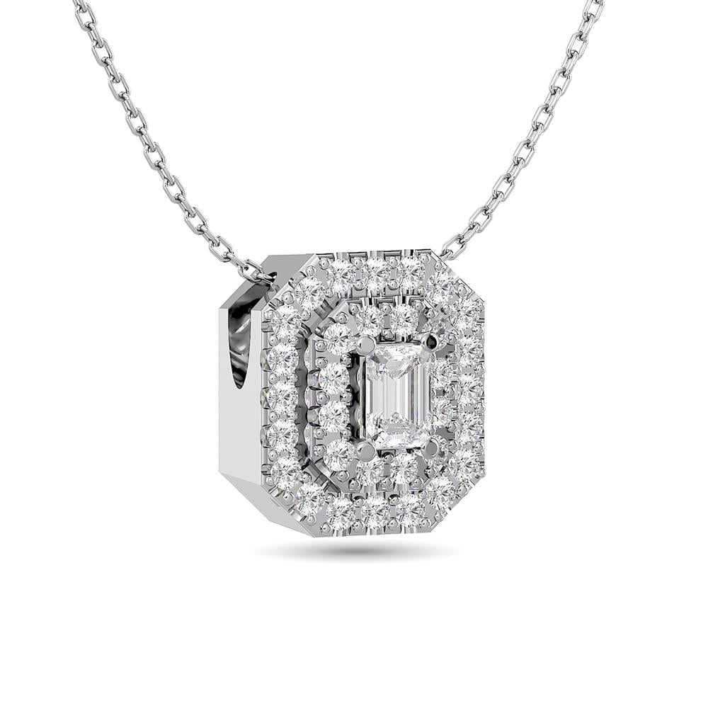 Diamond Halo Pendant in 14K White Gold - Multiple Cuts Available