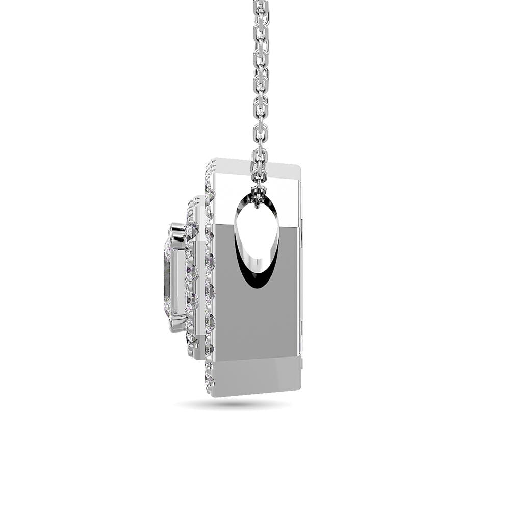 Diamond Halo Pendant in 14K White Gold - Multiple Cuts Available