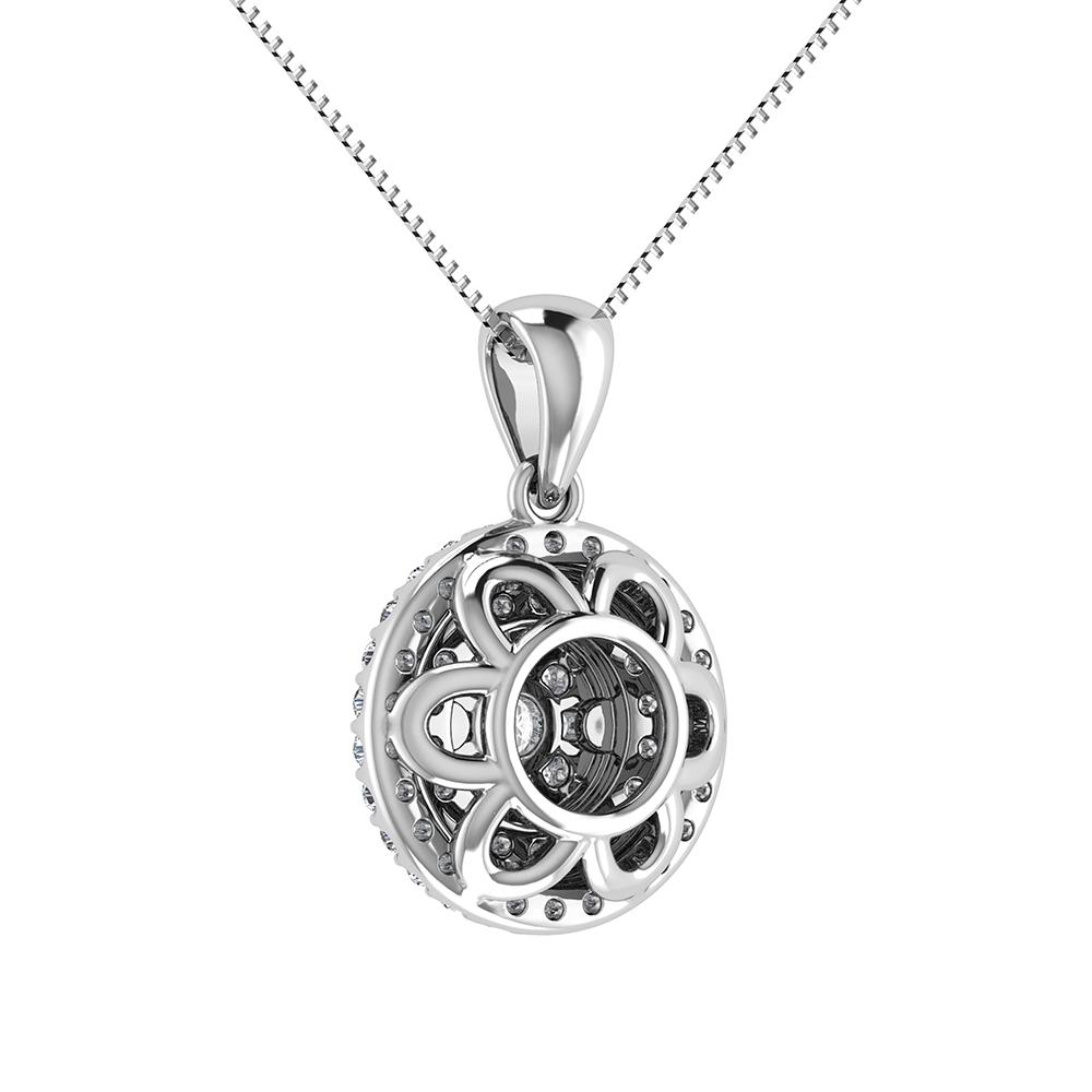 Double Halo Diamond Pendant with Free Chain - 0.75 Carats in 10KT Gold