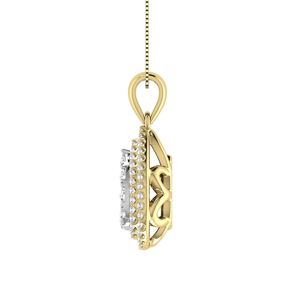 Double Halo Diamond Pendant with Free Chain - 0.75 Carats in 10KT Gold