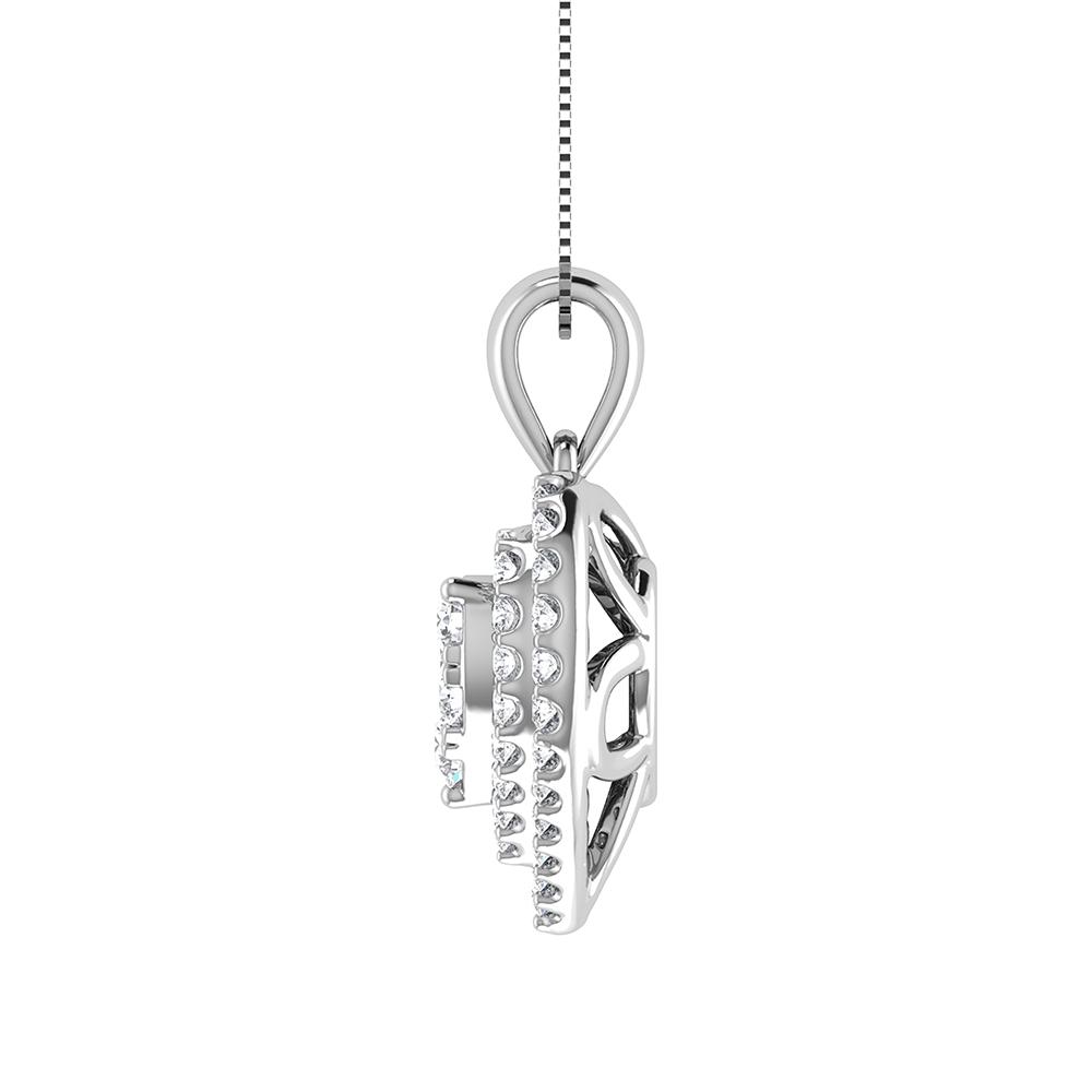 Double Halo Diamond Pendant with Free Chain - 0.75 Carats in 10KT Gold