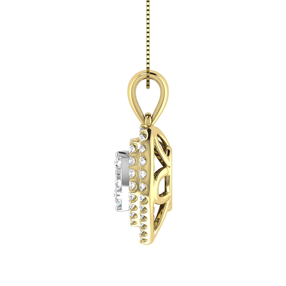 Double Halo Diamond Pendant with Free Chain - 0.75 Carats in 10KT Gold