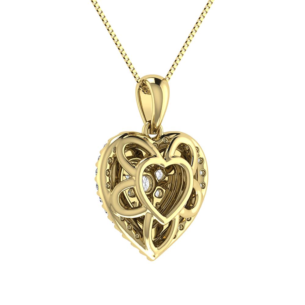Double Halo Diamond Pendant with Free Chain - 0.75 Carats in 10KT Gold