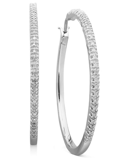 Large Round Cut Diamond Hoop Earrings - 1.52 Carats in 10KT Yellow Gold