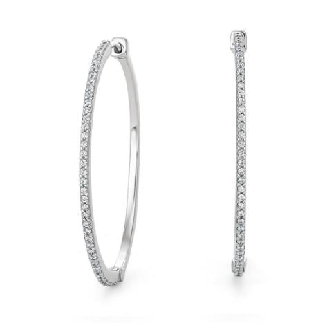 Large Round Cut Diamond Hoop Earrings - 1.52 Carats in 10KT Yellow Gold