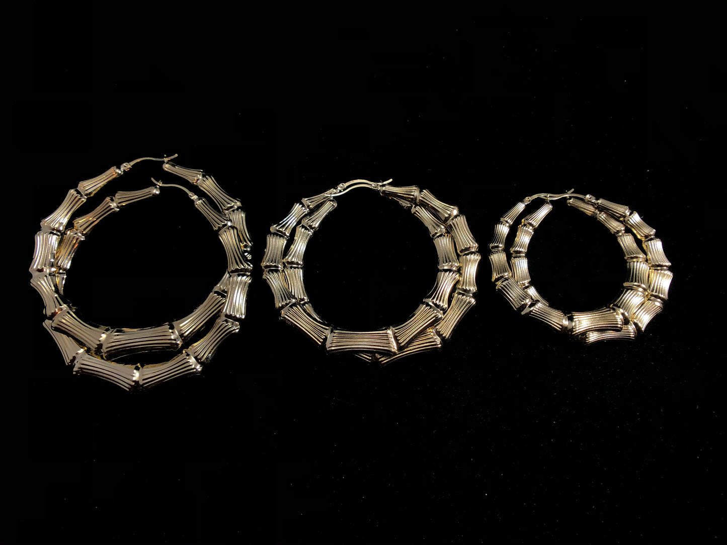 Bamboo Hoop Earrings in 10KT Yellow Gold - Personalizable