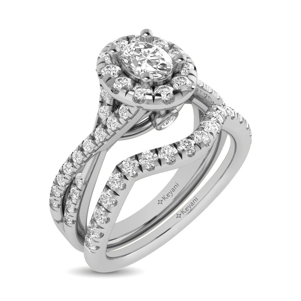 Diamond Engagement Ring and Wedding Band Set - 1.00 Carats in 14KT White Gold