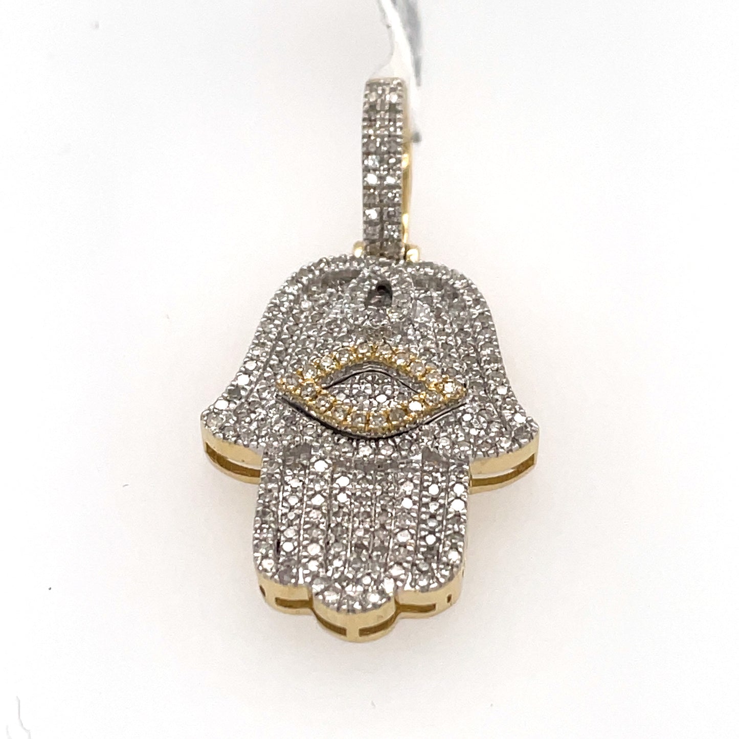 Diamond Hamsa with Evil Eye Pendant - 0.50 Carats in 14KT Gold