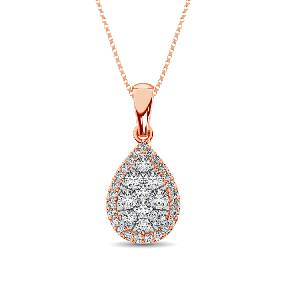Diamond Pendant with Halo - 0.67 Carats in 14KT Gold, Try at Home