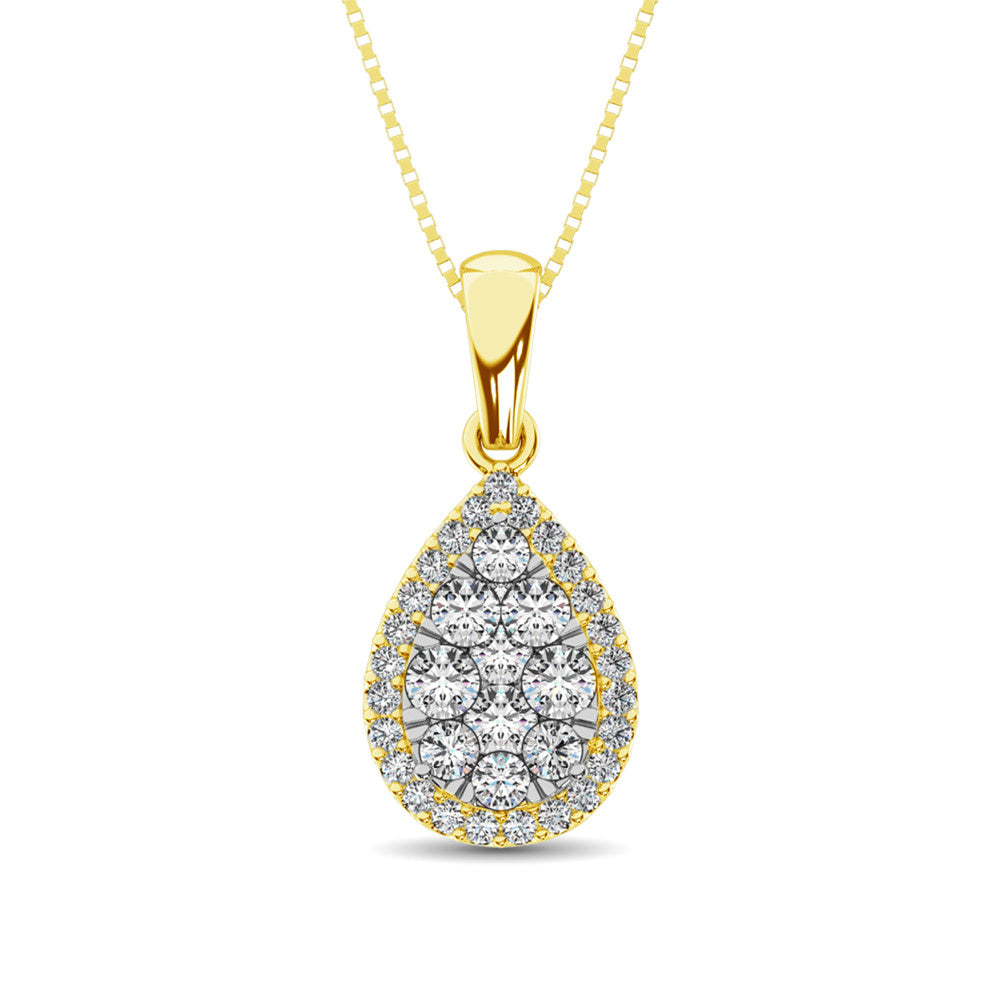 Diamond Pendant with Halo - 0.67 Carats in 14KT Gold, Try at Home