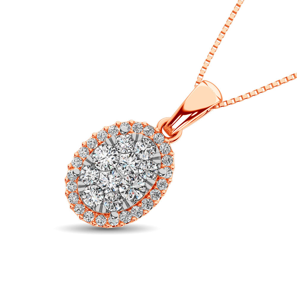 Diamond Pendant with Halo - 0.67 Carats in 14KT Gold, Try at Home